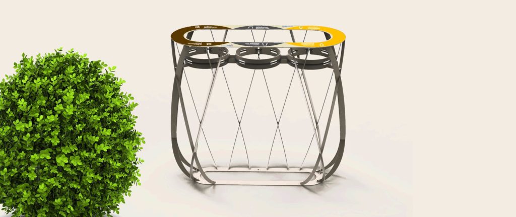 corbeille poubelle publique design de tri sélectif 3 flux objets publics