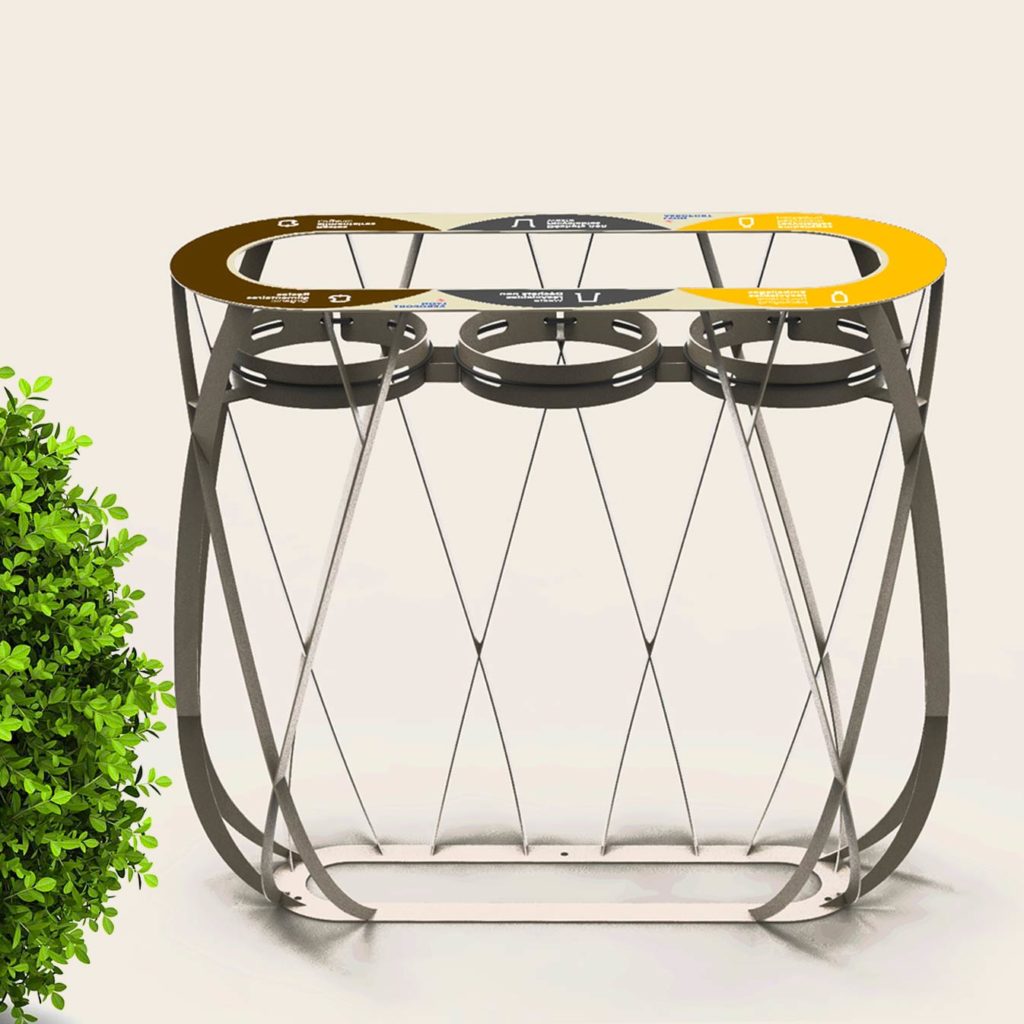 corbeille poubelle publique design de tri sélectif 3 flux objets publics